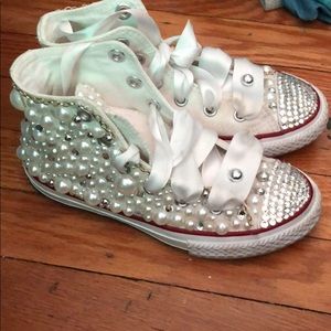Girls blinged out converse sneakers